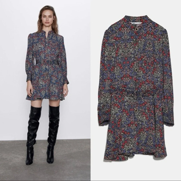 Zara Floral Belted Wrap Dress - size small - Picture 1 of 16